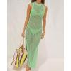 imageBsubseach Crochet Cover Ups for Swimwear Women Hollow Out Swimsuit Coverup Backless Bikini Beach DressLight Green