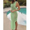 imageBsubseach Crochet Cover Ups for Swimwear Women Hollow Out Swimsuit Coverup Backless Bikini Beach DressLight Green