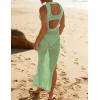 imageBsubseach Crochet Cover Ups for Swimwear Women Hollow Out Swimsuit Coverup Backless Bikini Beach DressLight Green