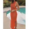imageBsubseach Crochet Cover Ups for Swimwear Women Hollow Out Swimsuit Coverup Backless Bikini Beach DressOrange