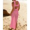 imageBsubseach Crochet Cover Ups for Swimwear Women Hollow Out Swimsuit Coverup Backless Bikini Beach DressPink