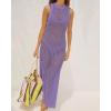 imageBsubseach Crochet Cover Ups for Swimwear Women Hollow Out Swimsuit Coverup Backless Bikini Beach DressPurple