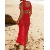 imageBsubseach Crochet Cover Ups for Swimwear Women Hollow Out Swimsuit Coverup Backless Bikini Beach DressRed