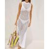 imageBsubseach Crochet Cover Ups for Swimwear Women Hollow Out Swimsuit Coverup Backless Bikini Beach DressWhite