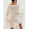 imageBsubseach Crochet Cover Ups for Women Bathing Suit Cover Up Dress Mesh Beach TopApricot