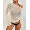 imageBsubseach Crochet Cover Ups for Women Bathing Suit Cover Up Dress Mesh Beach TopApricot