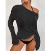 imageBsubseach Crochet Cover Ups for Women Bathing Suit Cover Up Dress Mesh Beach TopBlack