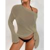 imageBsubseach Crochet Cover Ups for Women Bathing Suit Cover Up Dress Mesh Beach TopCamel