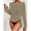 imageBsubseach Crochet Cover Ups for Women Bathing Suit Cover Up Dress Mesh Beach TopCamel