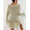 imageBsubseach Crochet Cover Ups for Women Bathing Suit Cover Up Dress Mesh Beach TopDark Green