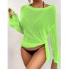 imageBsubseach Crochet Cover Ups for Women Bathing Suit Cover Up Dress Mesh Beach TopFluorescent Green