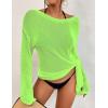 imageBsubseach Crochet Cover Ups for Women Bathing Suit Cover Up Dress Mesh Beach TopFluorescent Green