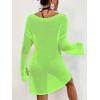 imageBsubseach Crochet Cover Ups for Women Bathing Suit Cover Up Dress Mesh Beach TopFluorescent Green