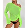imageBsubseach Crochet Cover Ups for Women Bathing Suit Cover Up Dress Mesh Beach TopFluorescent Green
