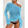 imageBsubseach Crochet Cover Ups for Women Bathing Suit Cover Up Dress Mesh Beach TopLight Blue