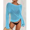 imageBsubseach Crochet Cover Ups for Women Bathing Suit Cover Up Dress Mesh Beach TopLight Blue