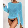 imageBsubseach Crochet Cover Ups for Women Bathing Suit Cover Up Dress Mesh Beach TopLight Blue