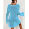 imageBsubseach Crochet Cover Ups for Women Bathing Suit Cover Up Dress Mesh Beach TopLight Blue