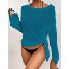imageBsubseach Crochet Cover Ups for Women Bathing Suit Cover Up Dress Mesh Beach TopPeacock Blue