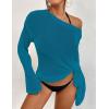 imageBsubseach Crochet Cover Ups for Women Bathing Suit Cover Up Dress Mesh Beach TopPeacock Blue
