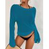 imageBsubseach Crochet Cover Ups for Women Bathing Suit Cover Up Dress Mesh Beach TopPeacock Blue