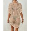 imageBsubseach Crochet Cover Ups for Women Hollow Out Knit Bikini Swimwear Swimsuit Cover Up Beach Dress DrawstringApricot
