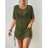 imageBsubseach Crochet Cover Ups for Women Hollow Out Knit Bikini Swimwear Swimsuit Cover Up Beach Dress DrawstringArmy Green