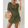 imageBsubseach Crochet Cover Ups for Women Hollow Out Knit Bikini Swimwear Swimsuit Cover Up Beach Dress DrawstringArmy Green