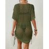 imageBsubseach Crochet Cover Ups for Women Hollow Out Knit Bikini Swimwear Swimsuit Cover Up Beach Dress DrawstringArmy Green