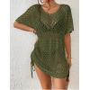imageBsubseach Crochet Cover Ups for Women Hollow Out Knit Bikini Swimwear Swimsuit Cover Up Beach Dress DrawstringArmy Green