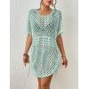 imageBsubseach Crochet Cover Ups for Women Hollow Out Knit Bikini Swimwear Swimsuit Cover Up Beach Dress DrawstringBaby Blue