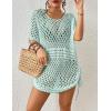 imageBsubseach Crochet Cover Ups for Women Hollow Out Knit Bikini Swimwear Swimsuit Cover Up Beach Dress DrawstringBaby Blue