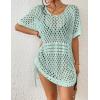 imageBsubseach Crochet Cover Ups for Women Hollow Out Knit Bikini Swimwear Swimsuit Cover Up Beach Dress DrawstringBaby Blue