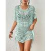 imageBsubseach Crochet Cover Ups for Women Hollow Out Knit Bikini Swimwear Swimsuit Cover Up Beach Dress DrawstringBaby Blue