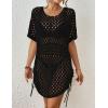 imageBsubseach Crochet Cover Ups for Women Hollow Out Knit Bikini Swimwear Swimsuit Cover Up Beach Dress DrawstringBlack