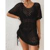 imageBsubseach Crochet Cover Ups for Women Hollow Out Knit Bikini Swimwear Swimsuit Cover Up Beach Dress DrawstringBlack