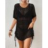 imageBsubseach Crochet Cover Ups for Women Hollow Out Knit Bikini Swimwear Swimsuit Cover Up Beach Dress DrawstringBlack