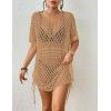 imageBsubseach Crochet Cover Ups for Women Hollow Out Knit Bikini Swimwear Swimsuit Cover Up Beach Dress DrawstringCamel