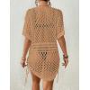 imageBsubseach Crochet Cover Ups for Women Hollow Out Knit Bikini Swimwear Swimsuit Cover Up Beach Dress DrawstringCamel