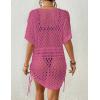 imageBsubseach Crochet Cover Ups for Women Hollow Out Knit Bikini Swimwear Swimsuit Cover Up Beach Dress DrawstringHot Pink