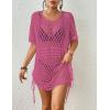 imageBsubseach Crochet Cover Ups for Women Hollow Out Knit Bikini Swimwear Swimsuit Cover Up Beach Dress DrawstringHot Pink