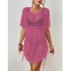 imageBsubseach Crochet Cover Ups for Women Hollow Out Knit Bikini Swimwear Swimsuit Cover Up Beach Dress DrawstringHot Pink