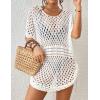 imageBsubseach Crochet Cover Ups for Women Hollow Out Knit Bikini Swimwear Swimsuit Cover Up Beach Dress DrawstringWhite