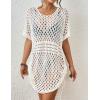 imageBsubseach Crochet Cover Ups for Women Hollow Out Knit Bikini Swimwear Swimsuit Cover Up Beach Dress DrawstringWhite