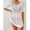 imageBsubseach Crochet Cover Ups for Women Hollow Out Knit Bikini Swimwear Swimsuit Cover Up Beach Dress DrawstringWhite