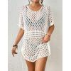 imageBsubseach Crochet Cover Ups for Women Hollow Out Knit Bikini Swimwear Swimsuit Cover Up Beach Dress DrawstringWhite