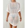 imageBsubseach Crochet Cover Ups for Women Hollow Out Knit Bikini Swimwear Swimsuit Cover Up Beach Dress DrawstringWhite