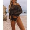 imageBsubseach Crochet Cover Ups for Women Sexy Hollow Out Swim Cover Up Knit Summer OutfitsEblack