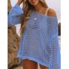 imageBsubseach Crochet Cover Ups for Women Sexy Hollow Out Swim Cover Up Knit Summer OutfitsEblue