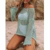 imageBsubseach Crochet Cover Ups for Women Sexy Hollow Out Swim Cover Up Knit Summer OutfitsEgrey Green